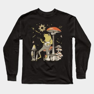 Cottagecore Frog Playing Banjo Long Sleeve T-Shirt